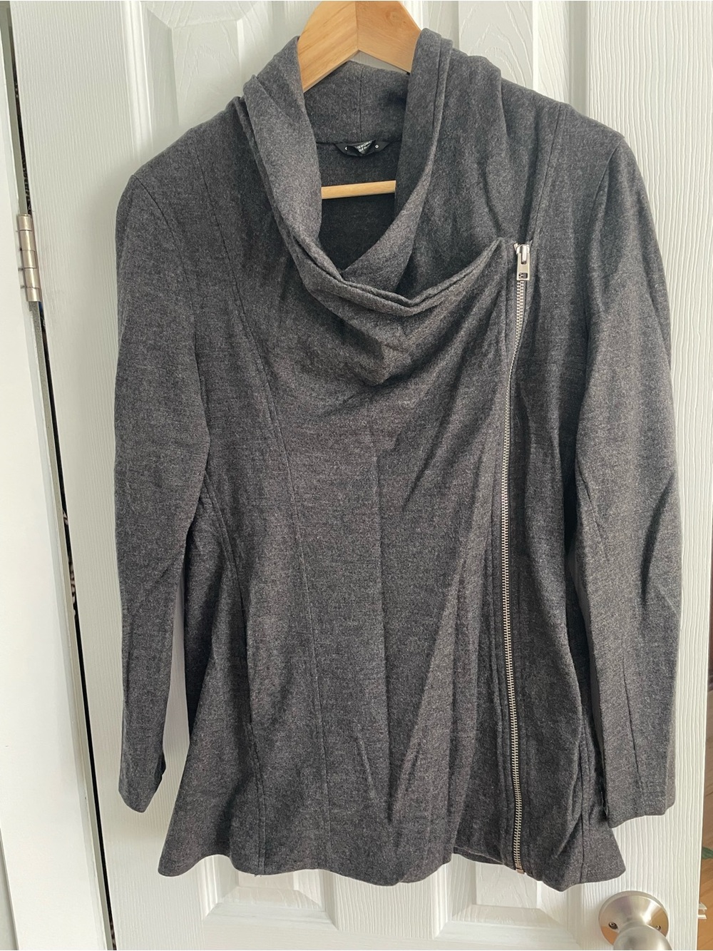 Club Monaco Charcoal Wool Zip Cowl Sweater